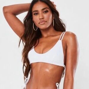 Misguided minimal scoop bikini top in white - swimsuit - NWT